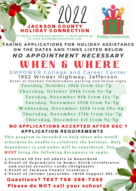 Holiday Connection Information for Families Needing Assistance...