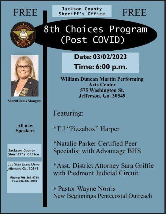 Jackson County Sheriff's Office 8th Choices Program Poster